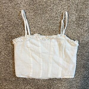 White skintight crop top